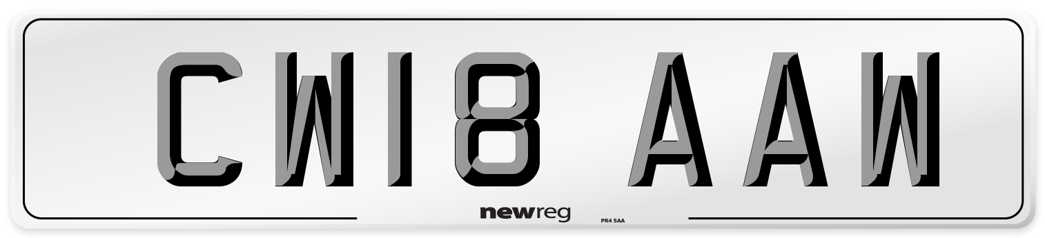 CW18 AAW Number Plate from New Reg